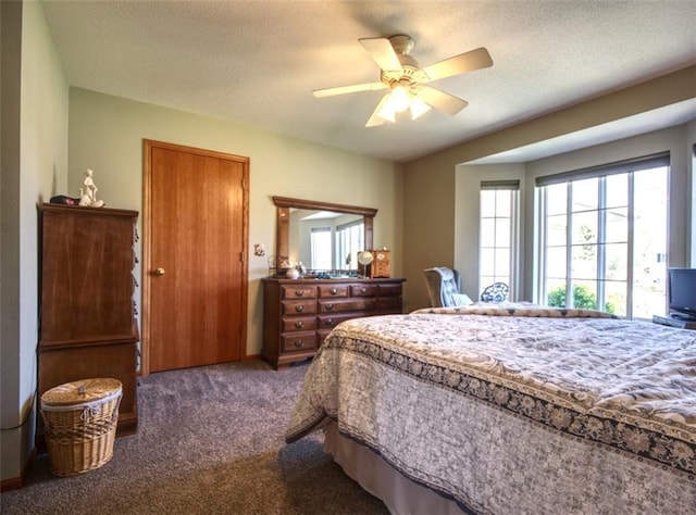 429 Riggs St, Bloomer, WI 54724 - carpeted bedroom featuring a textured ceiling and a ceiling fan