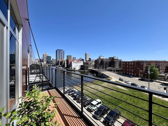 106 W Seeboth St Unit 503, Milwaukee, WI 53204 - balcony with a view of skyline and a water view