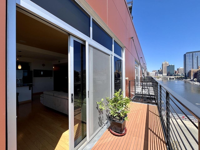 106 W Seeboth St Unit 503, Milwaukee, WI 53204 - balcony with a water view and a view of city