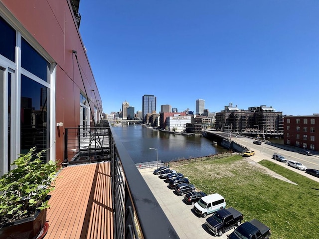 106 W Seeboth St Unit 503, Milwaukee, WI 53204 - balcony with a water view and a view of city