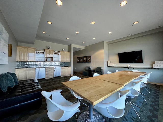 106 W Seeboth St Unit 503, Milwaukee, WI 53204 - dining room featuring recessed lighting, dark carpet, and baseboards