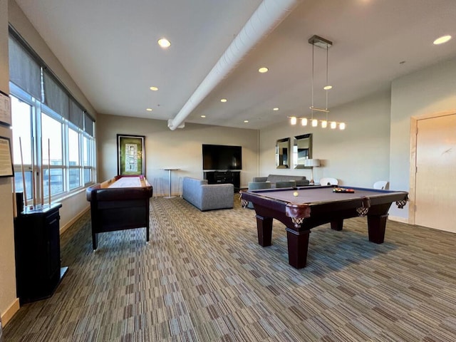 106 W Seeboth St Unit 503, Milwaukee, WI 53204 - recreation room with carpet floors, recessed lighting, billiards, and baseboards