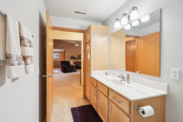 802 Herndon Dr Unit C, Madison, WI 53718 - bathroom with vanity, tile patterned flooring, and a ceiling fan
