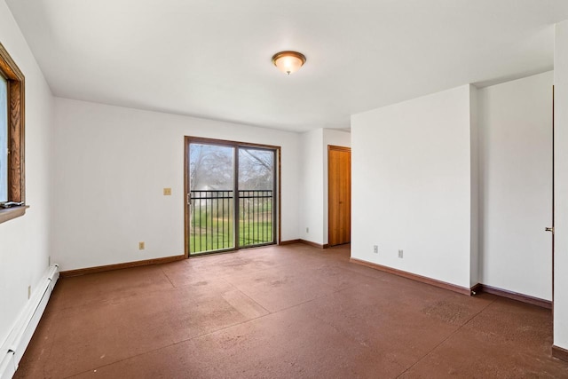 9 Sandalwood Ct, Wind Point, WI 53402 - spare room featuring a baseboard heating unit, baseboards, and finished concrete floors