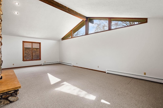 9 Sandalwood Ct, Wind Point, WI 53402 - unfurnished living room featuring a baseboard radiator, carpet flooring, baseboards, and recessed lighting