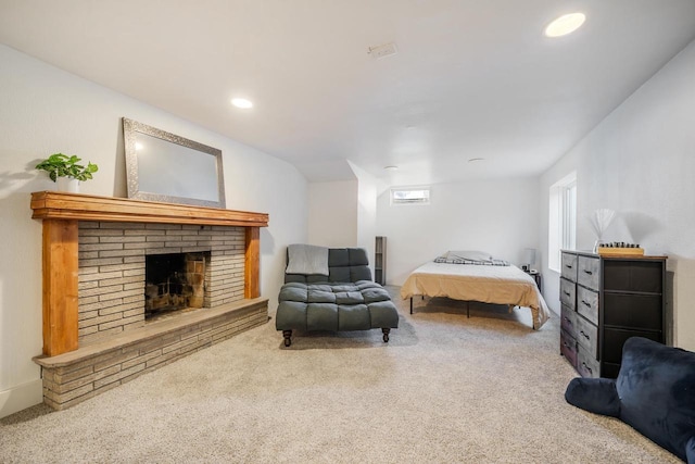 1083 Kenwood St, Green Bay, WI 54304 - bedroom featuring carpet flooring, recessed lighting, and a fireplace