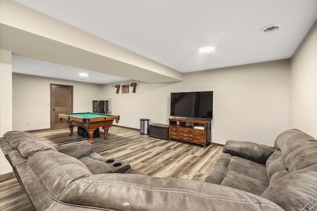 416 Sommers St, Stevens Point, WI 54481 - recreation room with wood finished floors, billiards table, baseboards, and recessed lighting