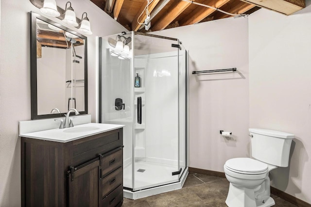 416 Sommers St, Stevens Point, WI 54481 - full bath with a stall shower, toilet, vanity, and baseboards