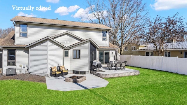 416 Sommers St, Stevens Point, WI 54481 - rear view of property with central AC unit, a fire pit, and a patio area