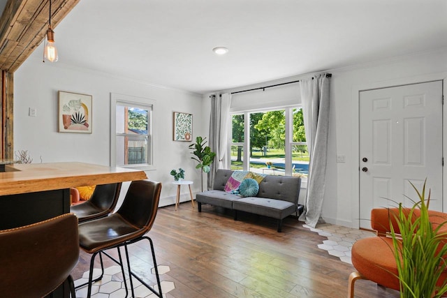 3486 Hargrove St, Madison, WI 53714 - home office featuring crown molding, hardwood / wood-style flooring, baseboards, and recessed lighting