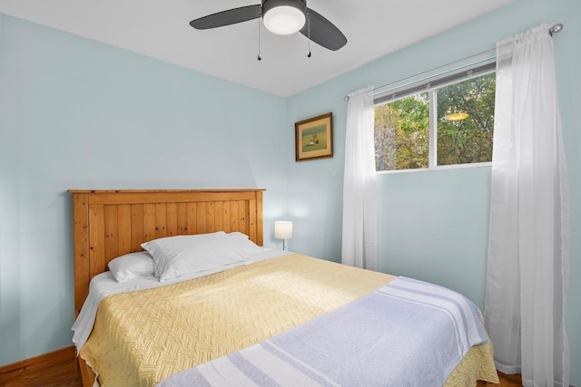 N5101 Hemlock St, Poynette, WI 53955 - bedroom with wood finished floors and ceiling fan