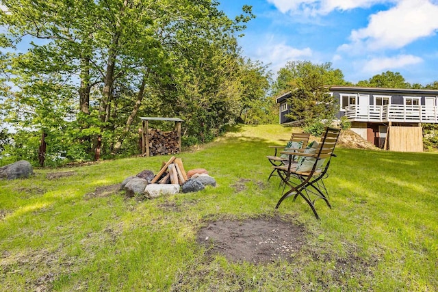 N5101 Hemlock St, Poynette, WI 53955 - view of green lawn featuring a deck