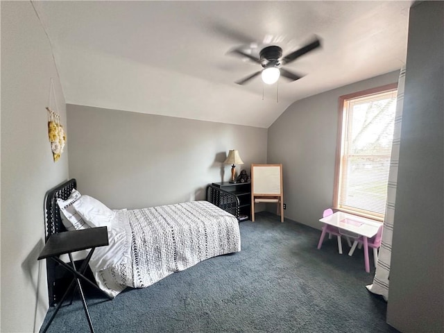 806 W Elm St, Chippewa Falls, WI 54729 - bedroom with carpet flooring, lofted ceiling, and a ceiling fan
