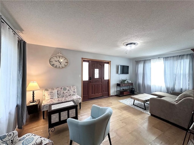 806 W Elm St, Chippewa Falls, WI 54729 - living area with healthy amount of natural light and a textured ceiling