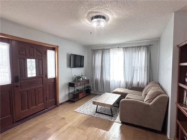 806 W Elm St, Chippewa Falls, WI 54729 - living room featuring light wood-style flooring and a textured ceiling