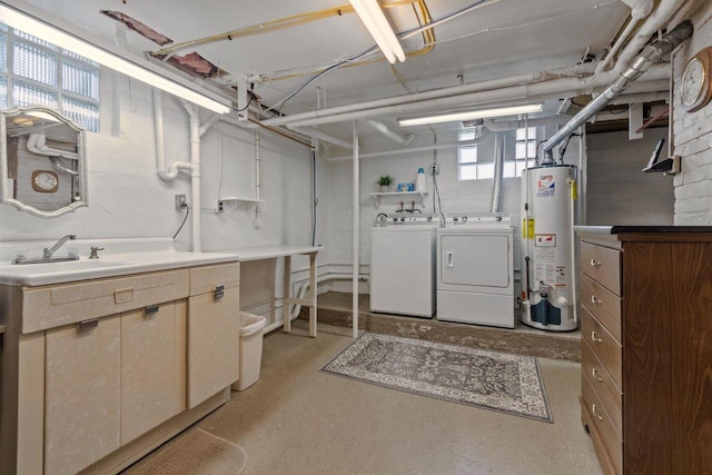 61 N Grand St, Markesan, WI 53946 - washroom with water heater and washer and dryer