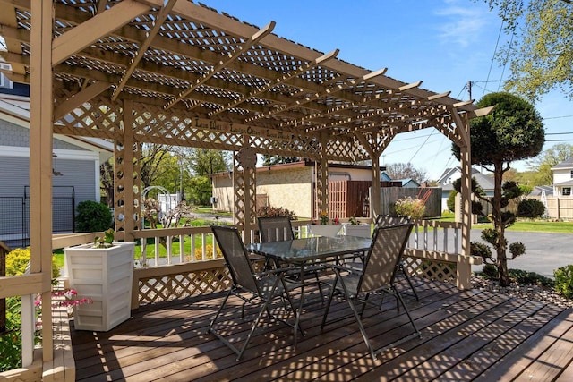 61 N Grand St, Markesan, WI 53946 - wooden deck with a pergola and outdoor dining area