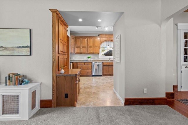 61 N Grand St, Markesan, WI 53946 - corridor featuring arched walkways, baseboards, and a textured wall