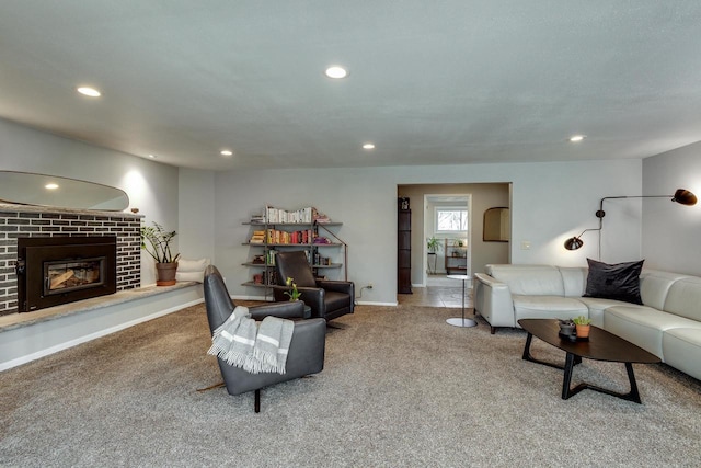 5402 Comanche Way, Madison, WI 53704 - carpeted living area featuring recessed lighting, a fireplace, and baseboards