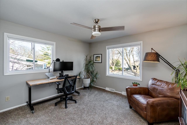 5402 Comanche Way, Madison, WI 53704 - office with carpet flooring, ceiling fan, and baseboards