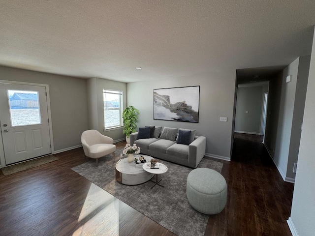 708 E Maple Beach Dr, Edgerton, WI 53534 - living area with wood finished floors, a textured ceiling, healthy amount of natural light, and baseboards