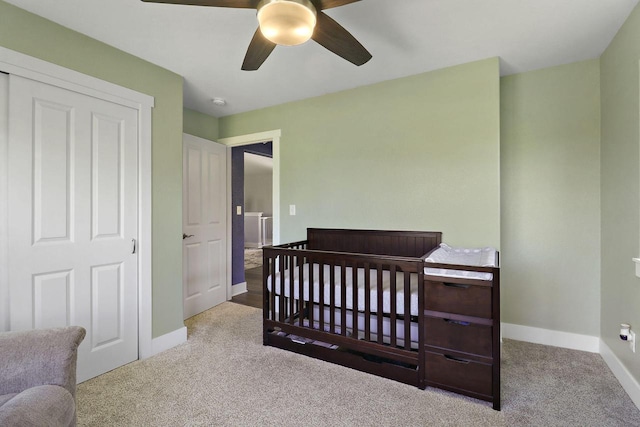 2130 90th St, Sturtevant, WI 53177 - bedroom featuring carpet floors, baseboards, and a ceiling fan
