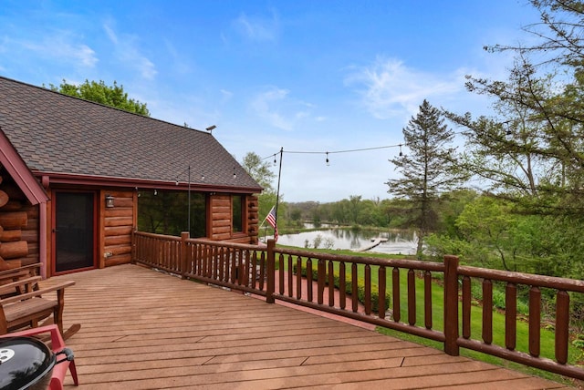 644 County Highway K, Hartford, WI 53027 - wooden deck with a water view