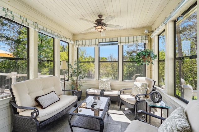 W8849 Deer Run Trl, Cambridge, WI 53523 - sunroom with a ceiling fan and outdoor lounge area