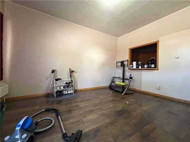 111 Arlington Ave Unit 1-12, Cameron, WI 54822 - workout area with wood finished floors, baseboards, and ornamental molding