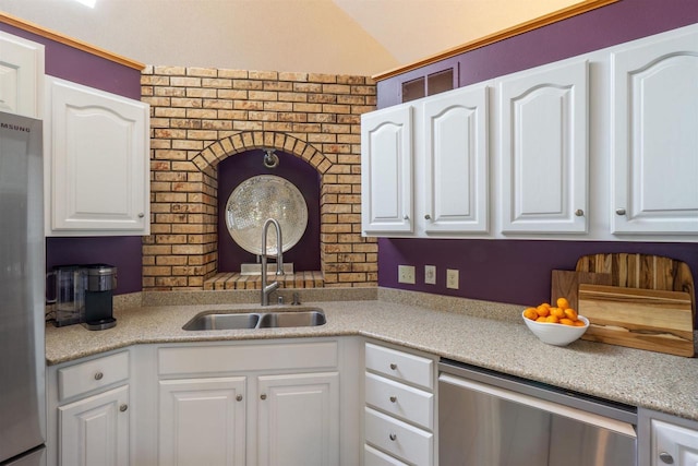 1502 Marquardt Rd, Wausau, WI 54403 - kitchen featuring stainless steel appliances, a sink, white cabinets, and light countertops