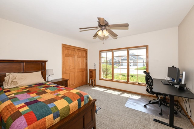 6454 Heritage Ave, Mount Pleasant, WI 53406 - bedroom featuring carpet floors, a desk, baseboards, and ceiling fan