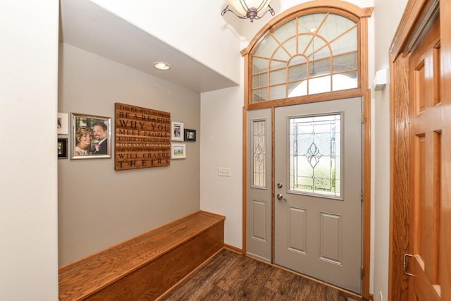 6454 Heritage Ave, Mount Pleasant, WI 53406 - entrance foyer featuring dark wood-style flooring, recessed lighting, and baseboards