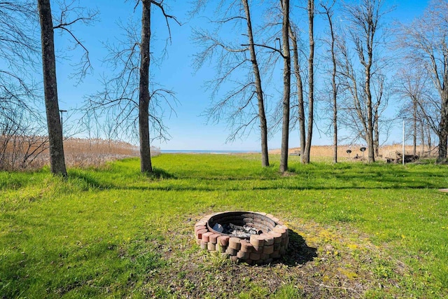 229 Bay Rd, Peshtigo, WI 54147 - view of yard with an outdoor fire pit