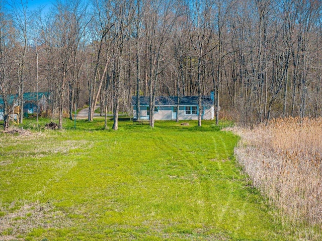 229 Bay Rd, Peshtigo, WI 54147 - view of yard featuring a wooded view