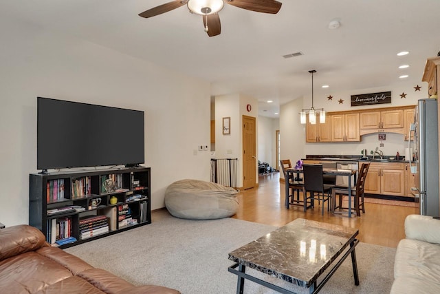 2149 Abbey Rd Unit 2147-2145, Onalaska, WI 54650 - living area featuring a ceiling fan, recessed lighting, and light wood-style floors
