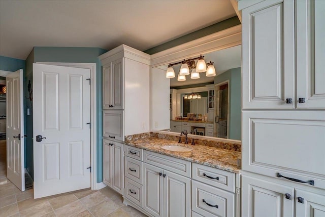 W11601 Demynck Rd, Lodi, WI 53555 - bathroom featuring vanity and a chandelier