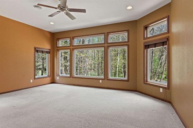 6056 Sharonwood Ln, Stevens Point, WI 54482 - carpeted empty room with baseboards, recessed lighting, and ceiling fan