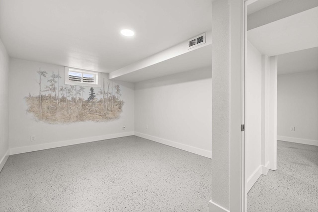N8608 Strat Rd, Iola, WI 54945 - basement with baseboards and recessed lighting