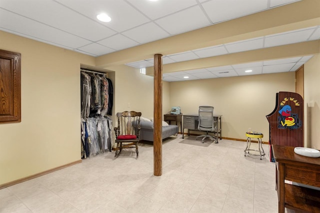 2425 Sandstone Ct, Oshkosh, WI 54904 - office area with a paneled ceiling and baseboards