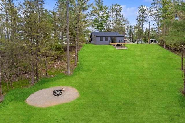 401 George St, Crivitz, WI 54114 - view of green lawn featuring a deck