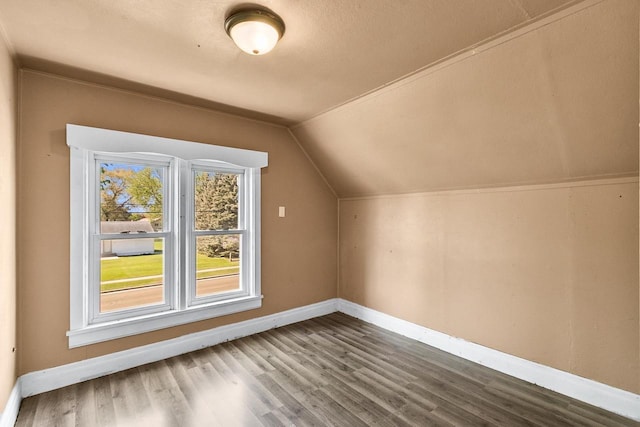 412 W Chestnut St, Pardeeville, WI 53954 - additional living space with baseboards, vaulted ceiling, and wood finished floors