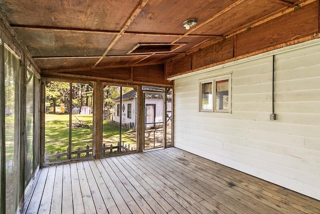412 W Chestnut St, Pardeeville, WI 53954 - unfurnished sunroom featuring vaulted ceiling