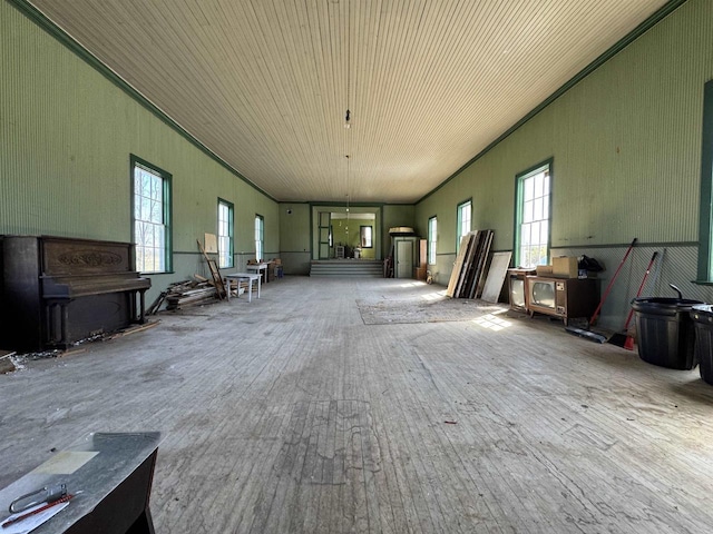 2897 County Road A, Oconto, WI 54153 - miscellaneous room featuring hardwood / wood-style flooring, wooden ceiling, and crown molding