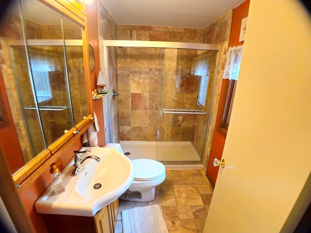 5449 Old Middleton Rd, Madison, WI 53705 - full bathroom with a shower stall, toilet, and vanity