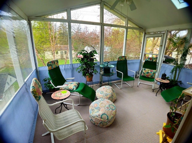 5449 Old Middleton Rd, Madison, WI 53705 - sunroom / solarium featuring a ceiling fan and vaulted ceiling