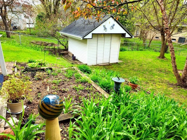 5449 Old Middleton Rd, Madison, WI 53705 - view of shed featuring a vegetable garden and central air condition unit