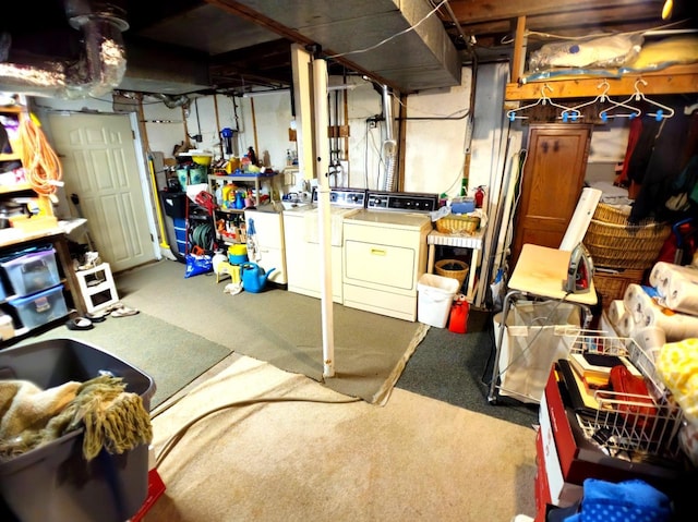 5449 Old Middleton Rd, Madison, WI 53705 - unfinished basement with independent washer and dryer and carpet flooring