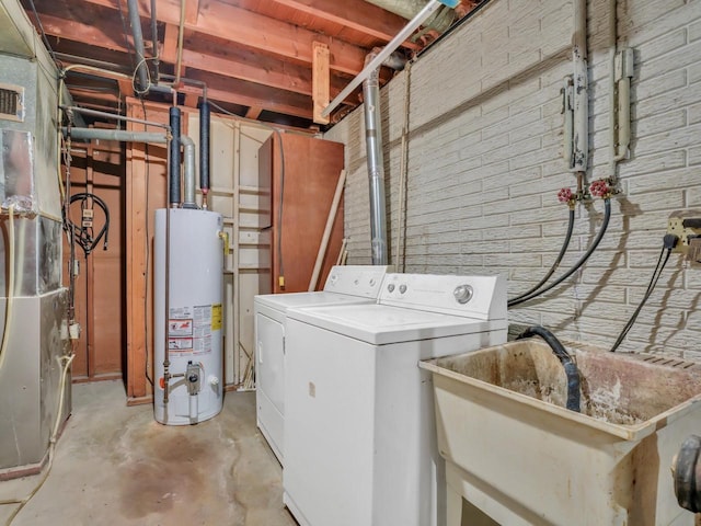 4715 Westway Ave, Racine, WI 53406 - laundry area featuring gas water heater and washing machine and dryer