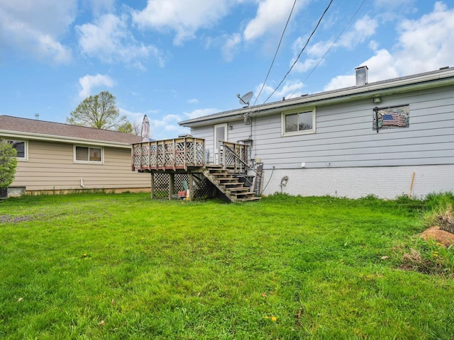 4715 Westway Ave, Racine, WI 53406 - back of house featuring a wooden deck, a yard, and stairs