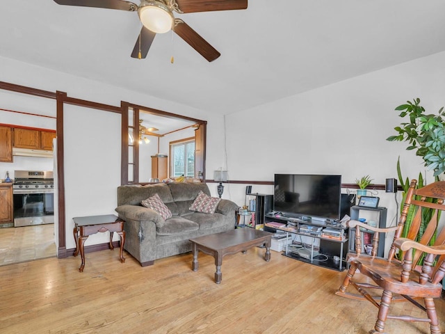 4715 Westway Ave, Racine, WI 53406 - living room with light wood-type flooring and ceiling fan